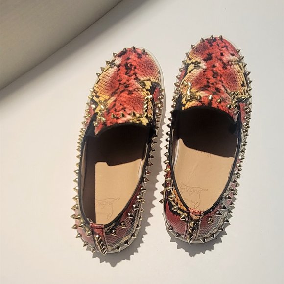 Christian Louboutin PIK Boat Python Shoes Men Size 11 Red Bottom - Picture 7 of 13